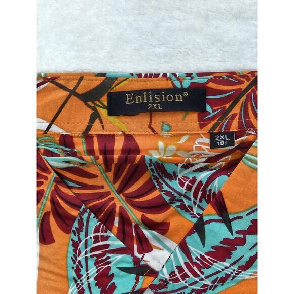Mens Enlision Hawaiian Tropical Short Sleeve Polyester Hawaiian Shirt 2XL NWT - Picture 2 of 6